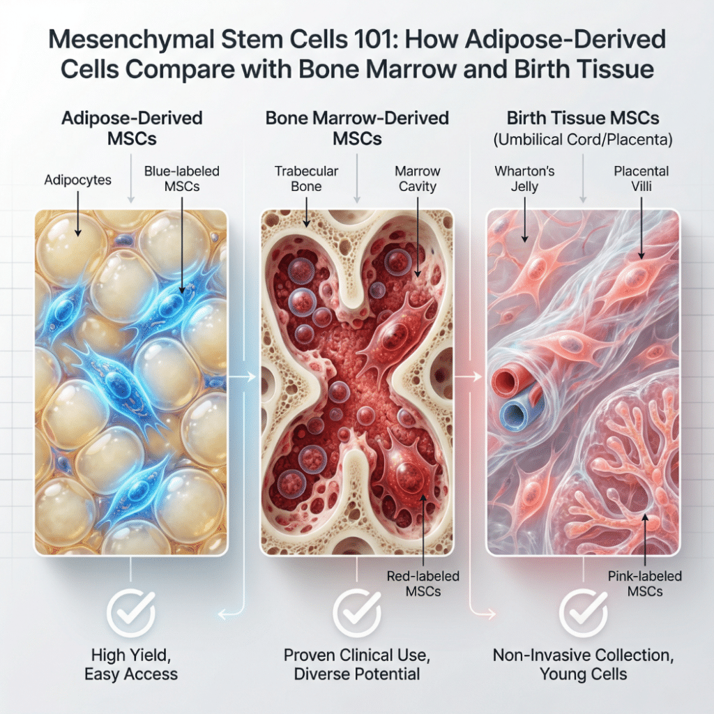 Mesenchymal Stem Cells 101: How Adipose-Derived Cells Compare with Bone Marrow and Birth Tissue