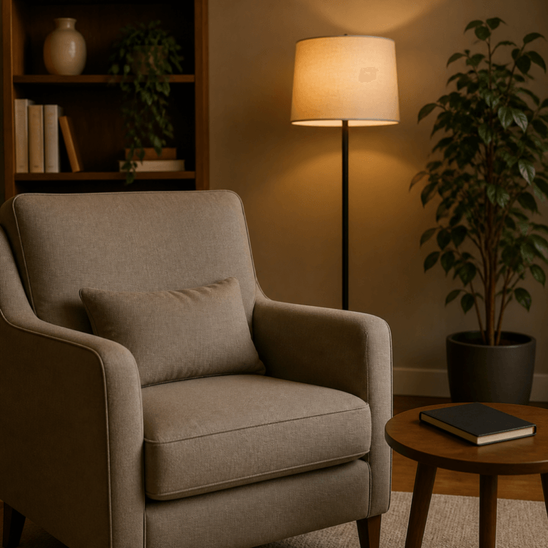 Psychiatrist Adipose Banking conversation shown in a softly lit counseling room