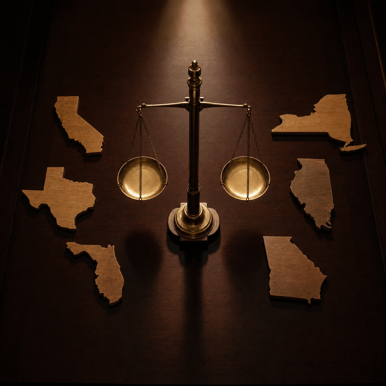 How Advertising Disclosure Rules Differ Across Georgia, Arizona, And Tennessee 1 Stem cell advertising disclosure shown as brass scales of justice with state cutouts