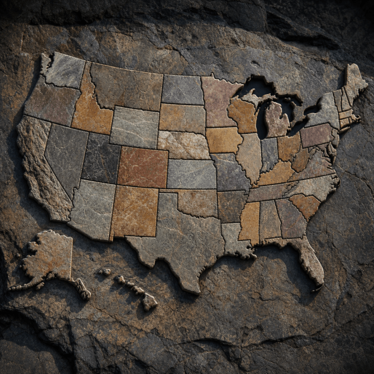 State Stem Cell Laws shown on a stone relief map of the United States