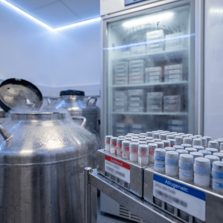 Cold storage dewar and racks of labeled vials in a lab, the setting behind an expanded access request